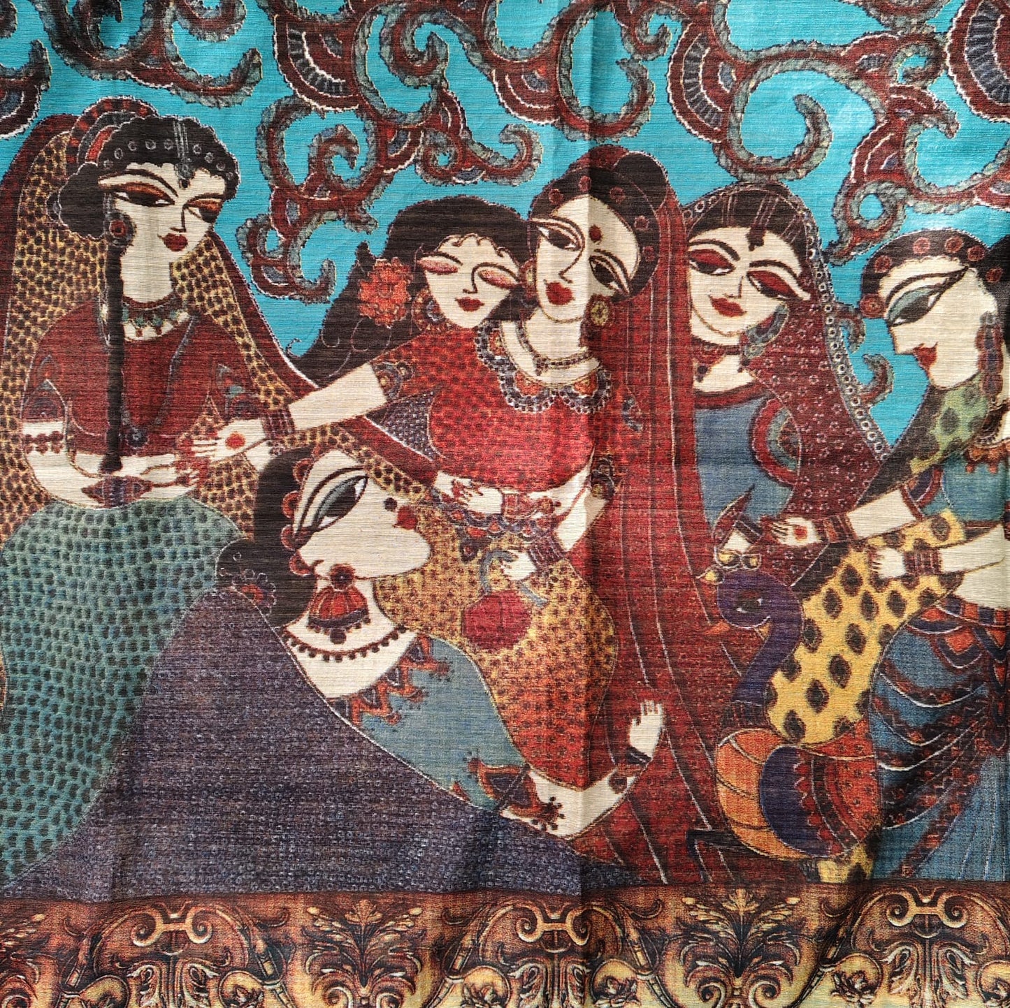 Jute Cotton-Floral Firozi