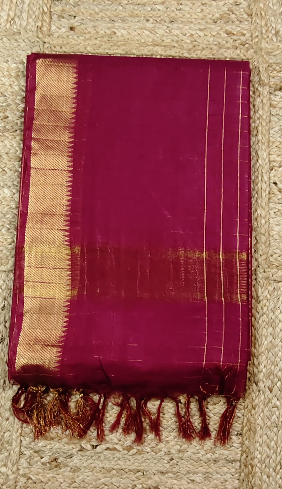 Maheshwari Silk- Zari Checks, Maroon